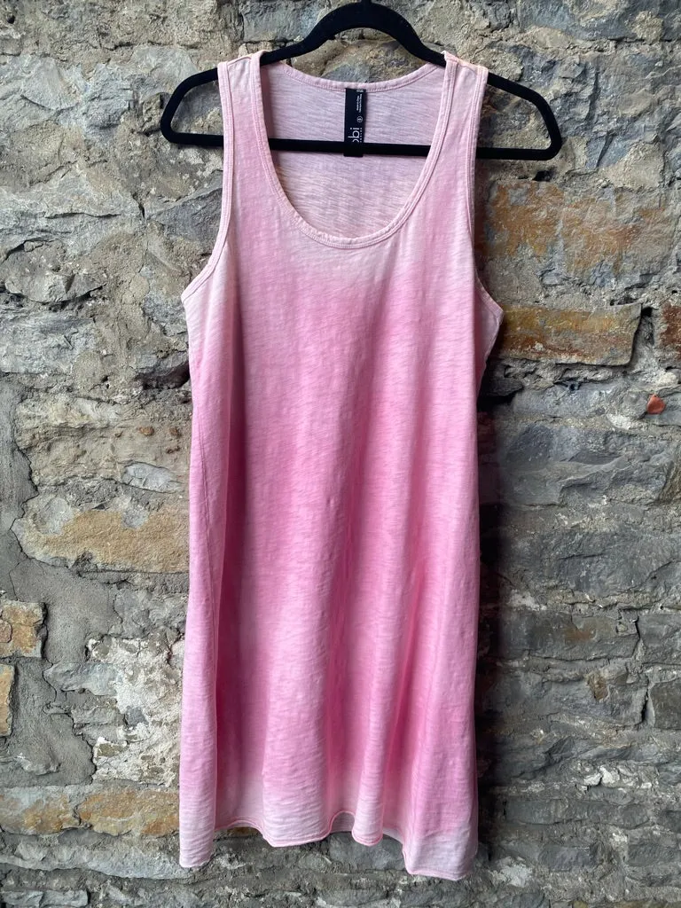 100% prewashed Pink Cotton Tank Dress