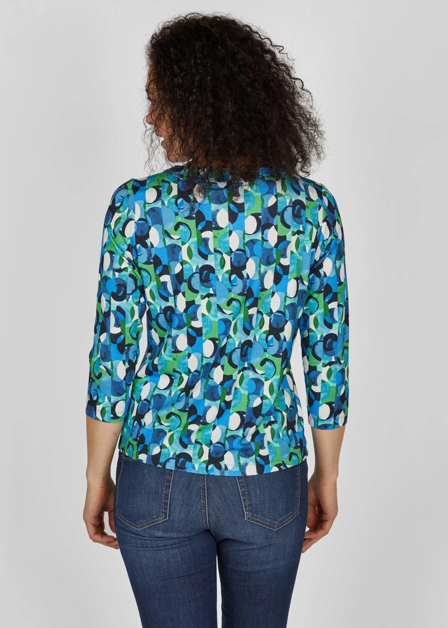 123354- Rabe Abstract Print Top- Green/Blue