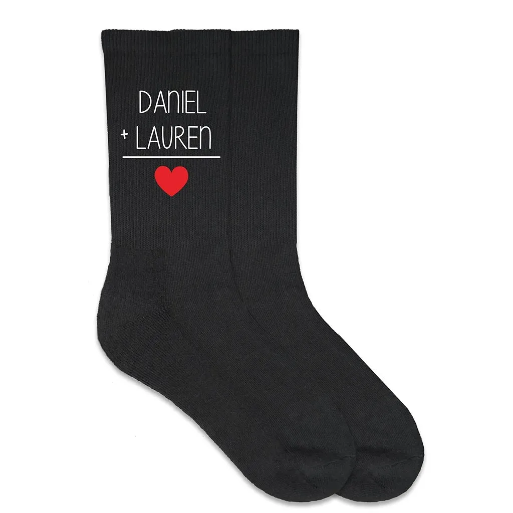 2 Names Equal Love - Custom Printed Men's Valentine Socks