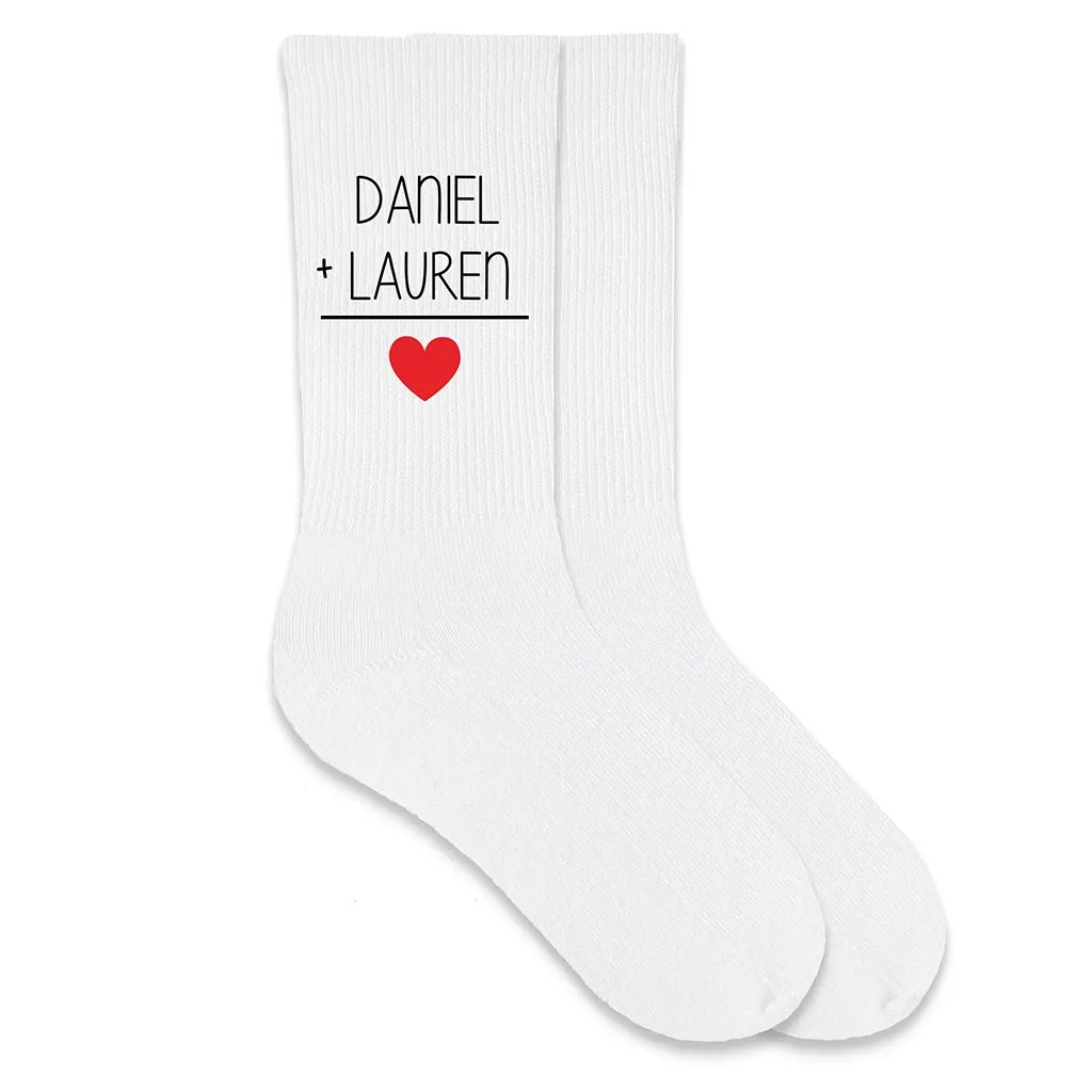 2 Names Equal Love - Custom Printed Men's Valentine Socks