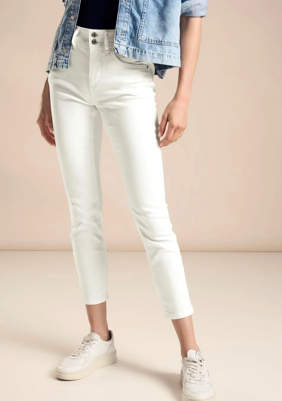 377746- York High Waist Slimfit Jeans- Off White