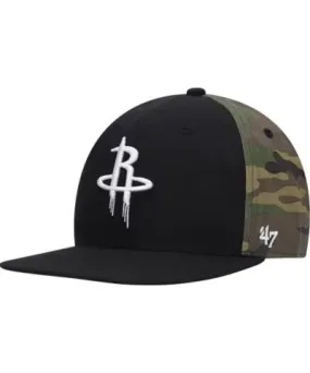 '47 Men's NBA Black/Camo Houston Rockets Bramble Captain Snapback Hat