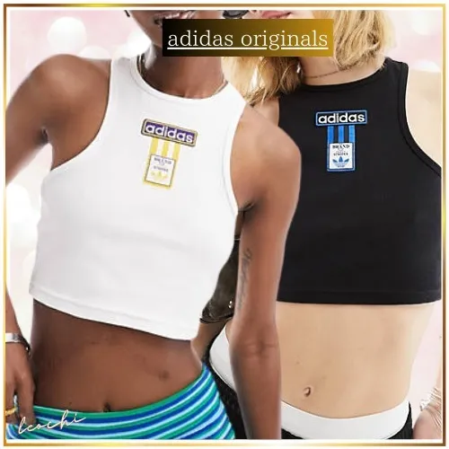 adidas  |Crew Neck Street Style Plain Logo Cropped Tops