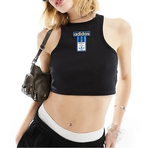 adidas  |Crew Neck Street Style Plain Logo Cropped Tops