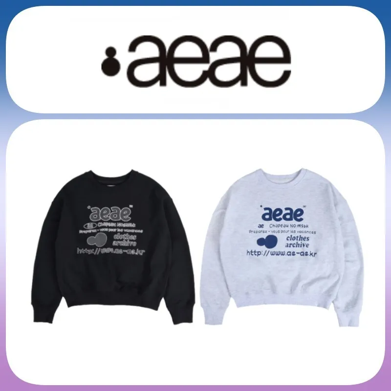 AEAE  |U-Neck Long Sleeves Cotton Logo Cropped Tops