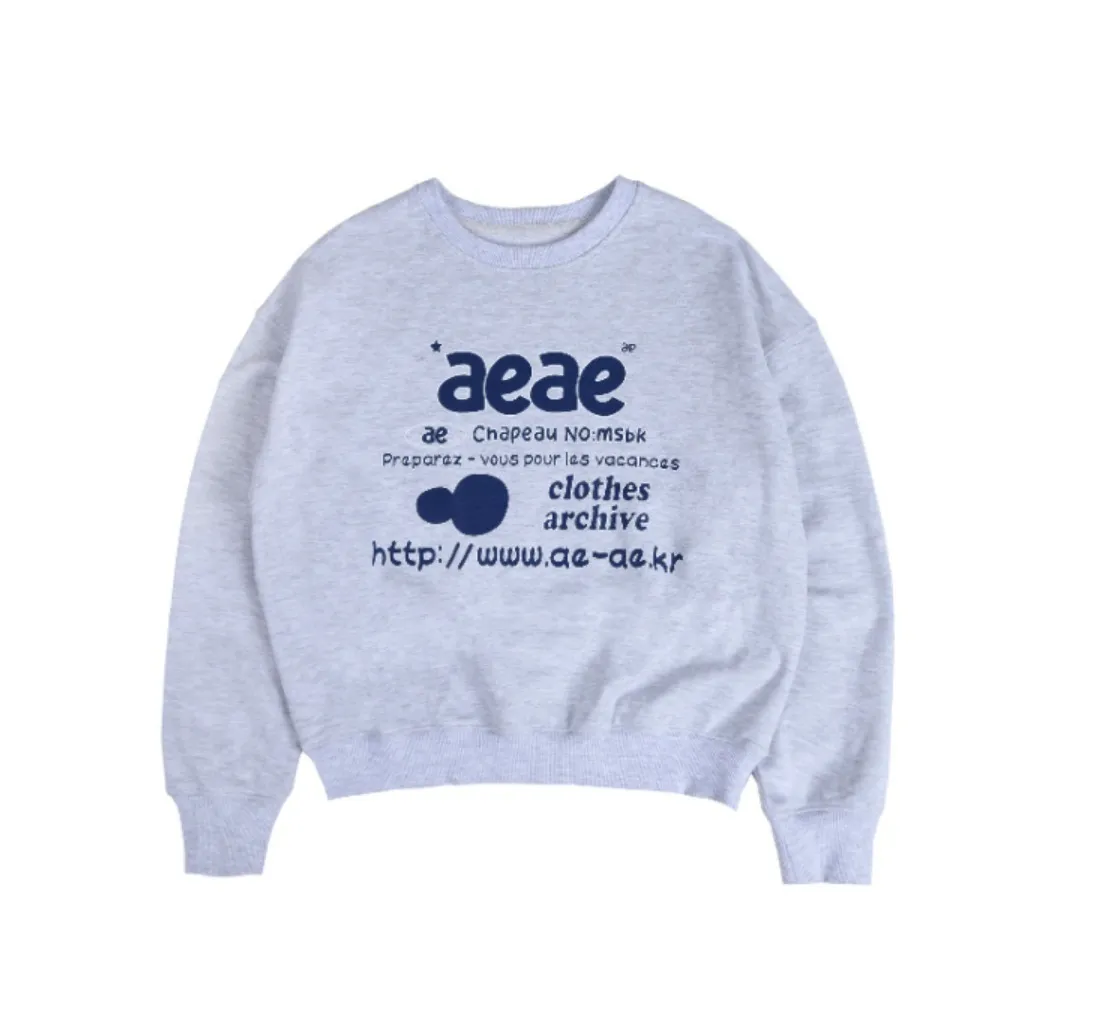 AEAE  |U-Neck Long Sleeves Cotton Logo Cropped Tops