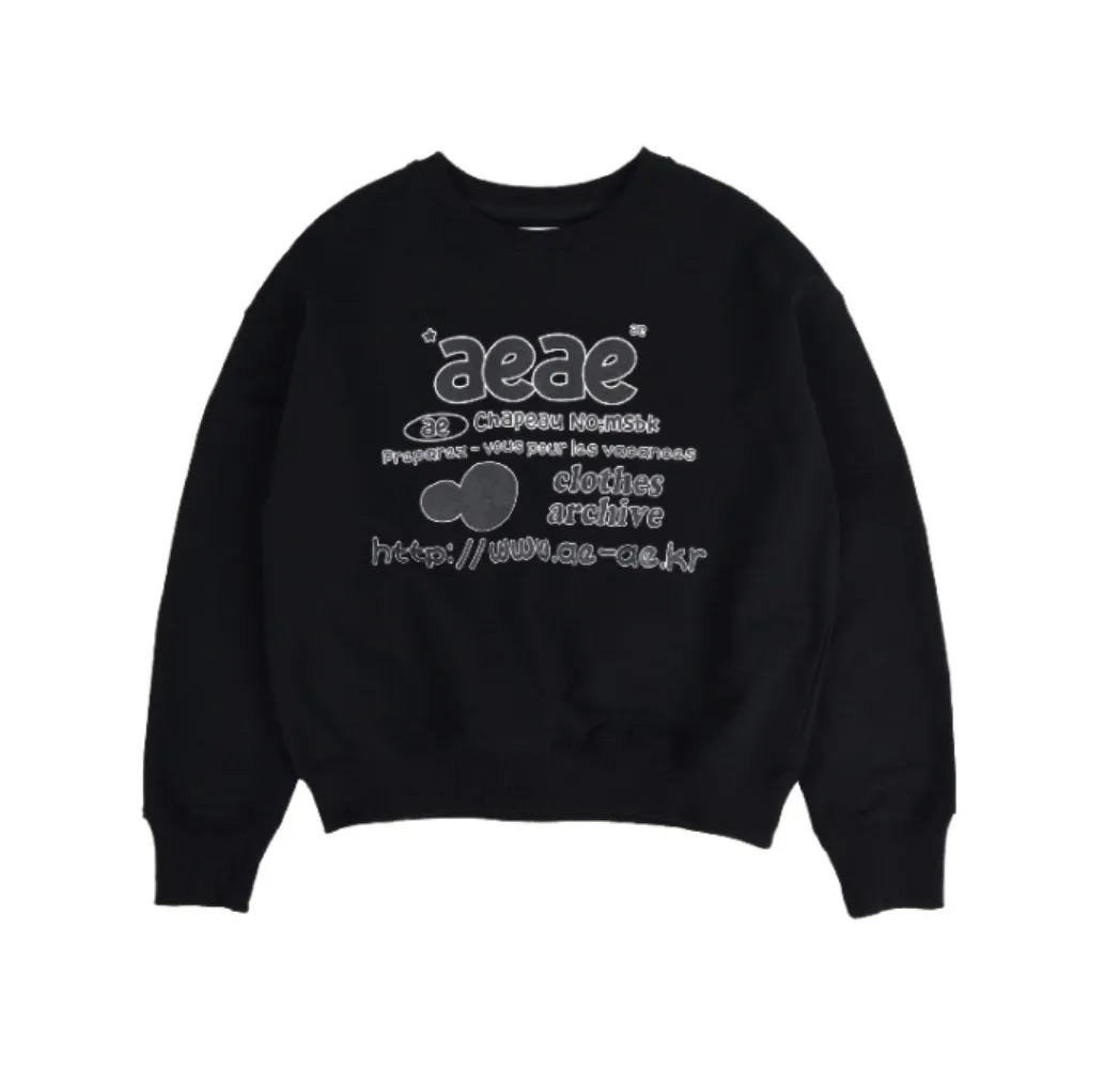 AEAE  |U-Neck Long Sleeves Cotton Logo Cropped Tops