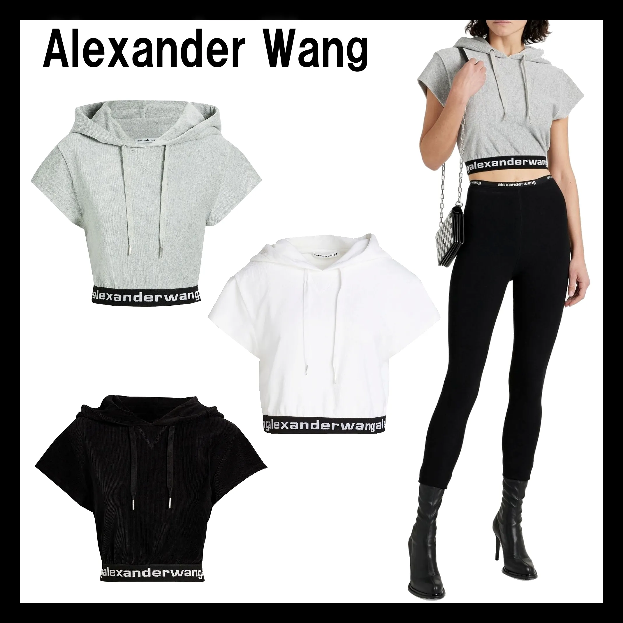 Alexander Wang  |Corduroy Street Style Plain Cotton Short Sleeves Logo