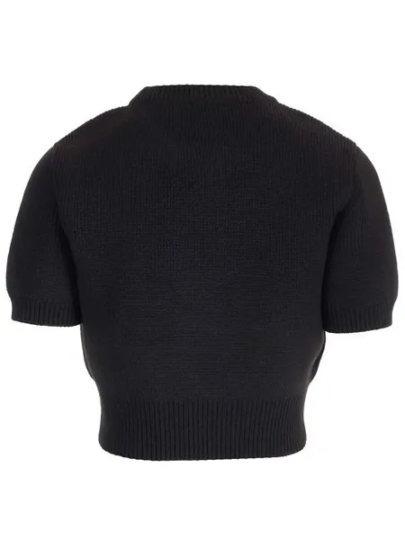 Alexander Wang  |Crew Neck Casual Style Short Sleeves Logo Cropped Tops