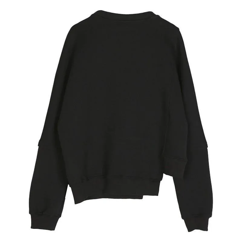 Althea Irregular Pocket Sweatshirt - Black