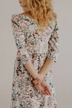 Anais Bateau Neck Dress / Milky Floral