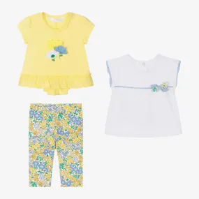 Baby Girls Yellow Floral Leggings Set