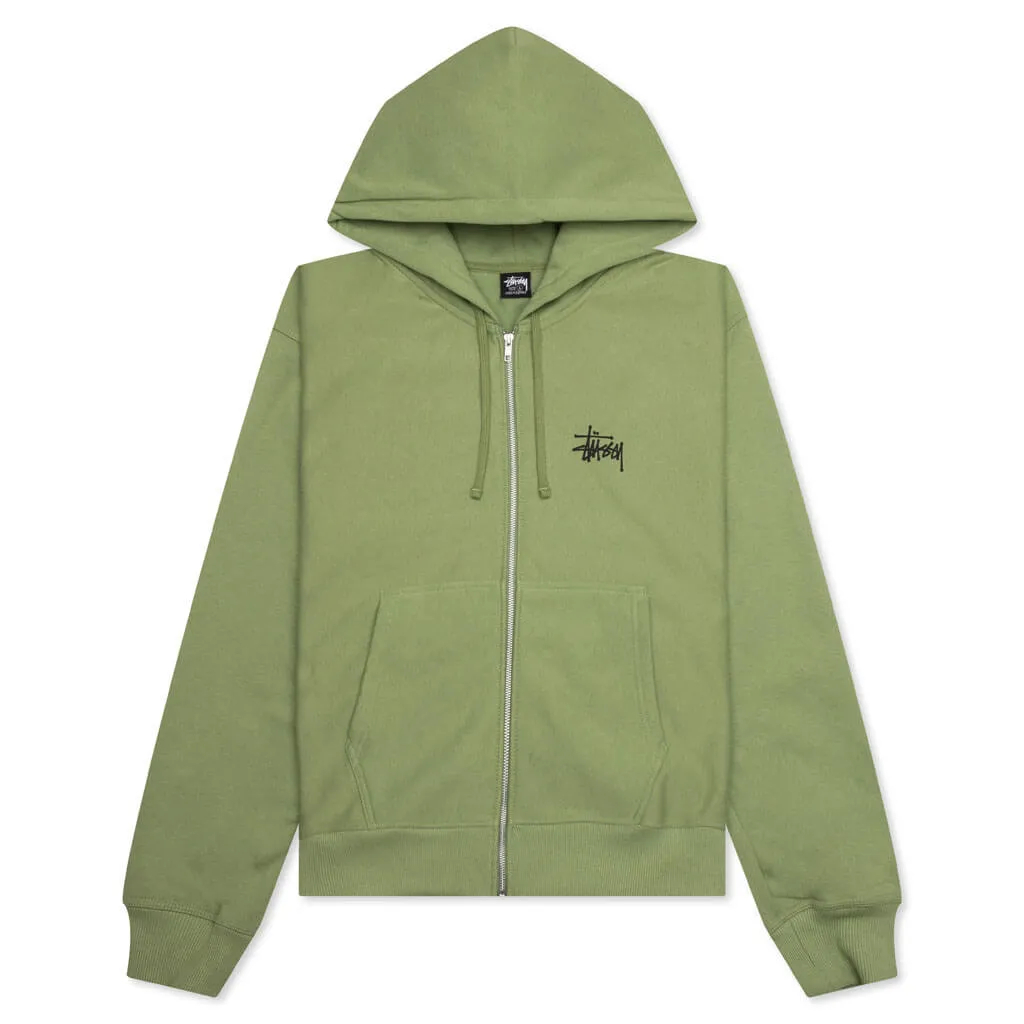 Basic Stussy Zip Hood - Moss