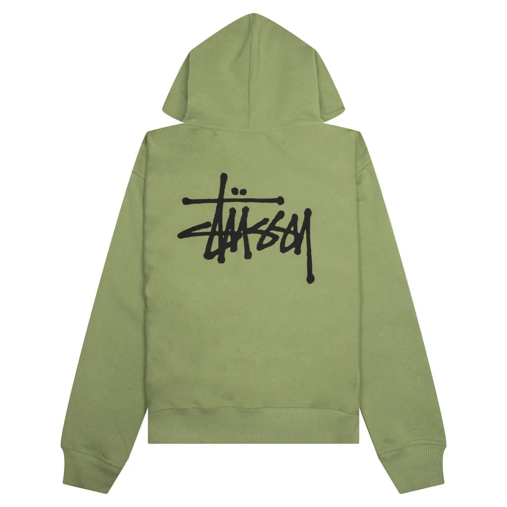 Basic Stussy Zip Hood - Moss