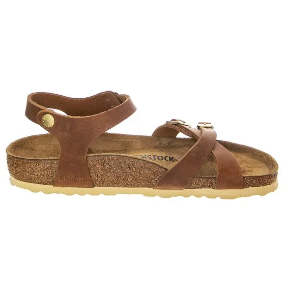 Birkenstock W' Kumba Cognac Waxy Leather Sandals - Narrow Fit