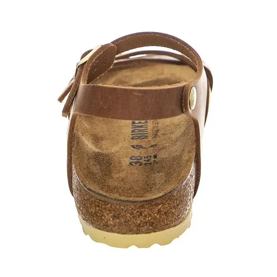 Birkenstock W' Kumba Cognac Waxy Leather Sandals - Narrow Fit