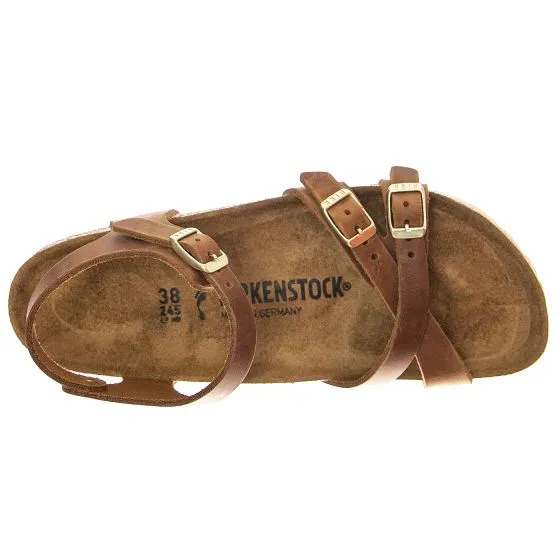 Birkenstock W' Kumba Cognac Waxy Leather Sandals - Narrow Fit