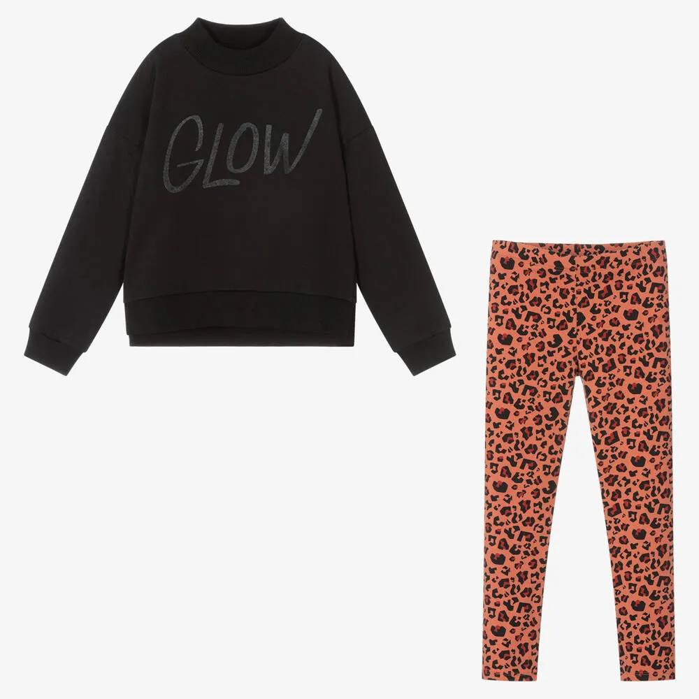 Black & Orange Leggings Set