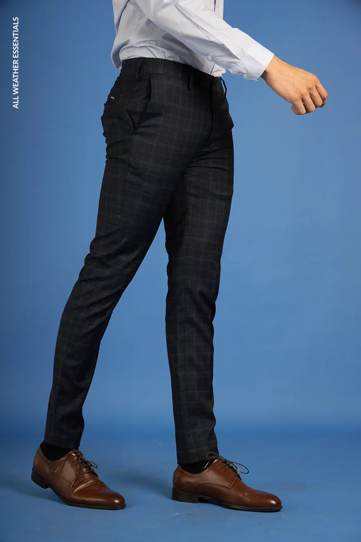 Blue Melange Checks All Weather Essential Stretch Pants