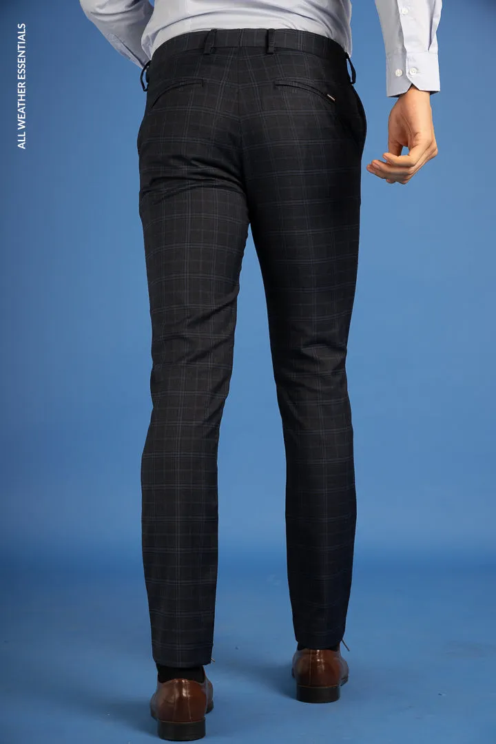 Blue Melange Checks All Weather Essential Stretch Pants