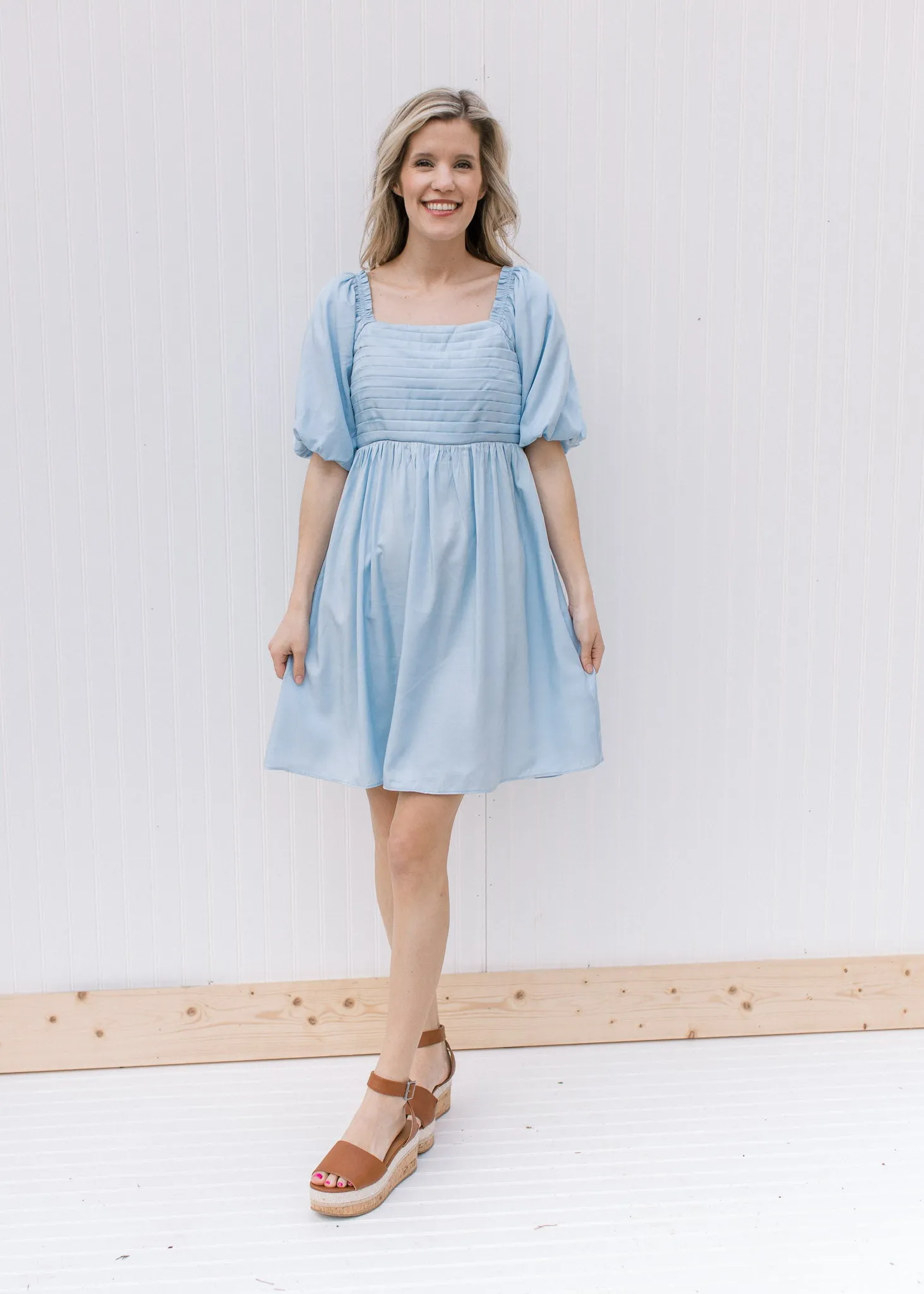 Blue Pleats Dress