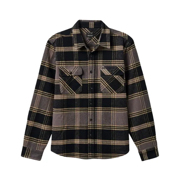 Brixton Bowery Heavy Weight  L/S Flannel - Black/Beige