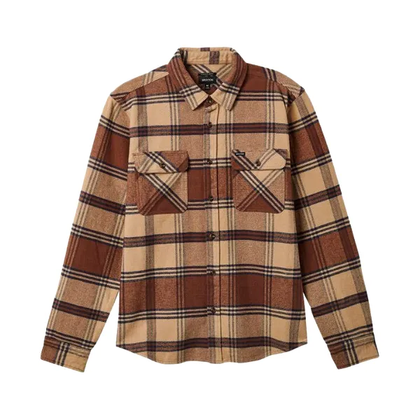 Brixton Bowery Heavy Weight  L/S Flannel - Sand Bison