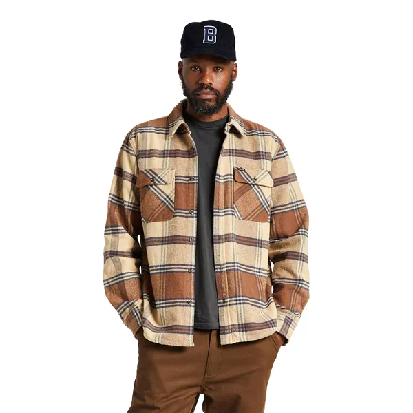 Brixton Bowery Heavy Weight  L/S Flannel - Sand Bison