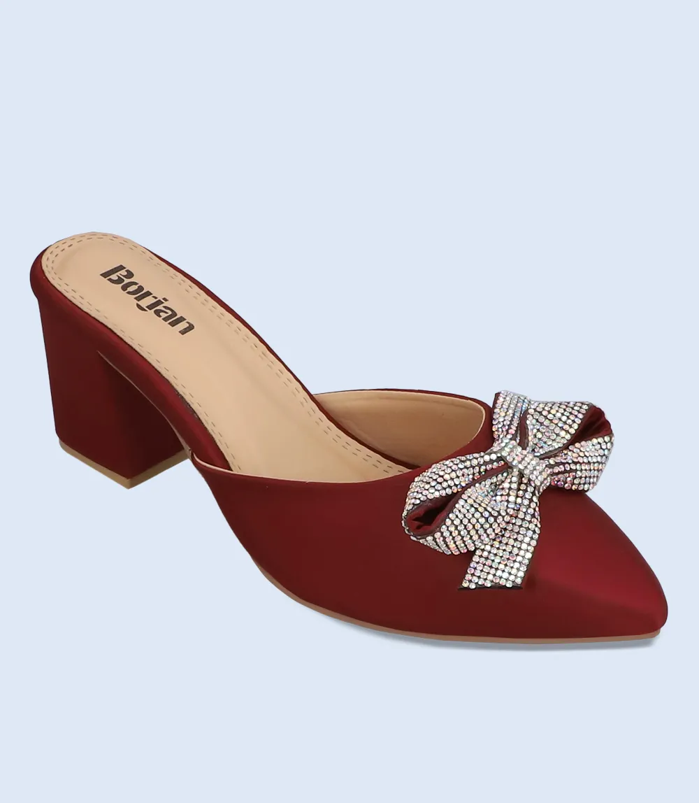 BW9533-MAROON/GOL-Women Formal Mules