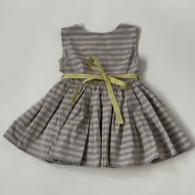 Caramel Blue Stripe Dress With Yellow Grograin Bow: 3 Years