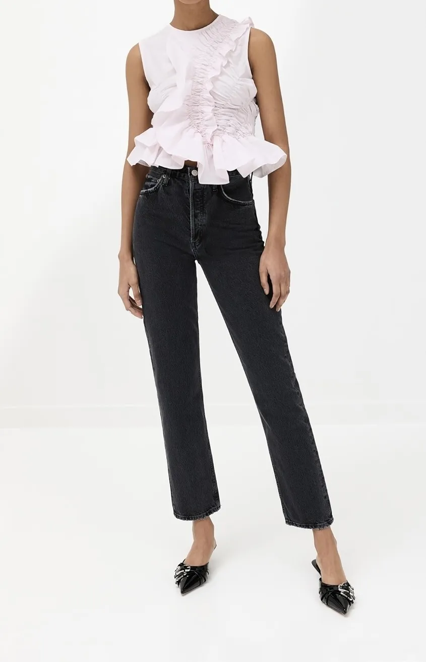 CECILIE BAHNSEN  |Crew Neck Street Style Plain Cotton Cropped Tops