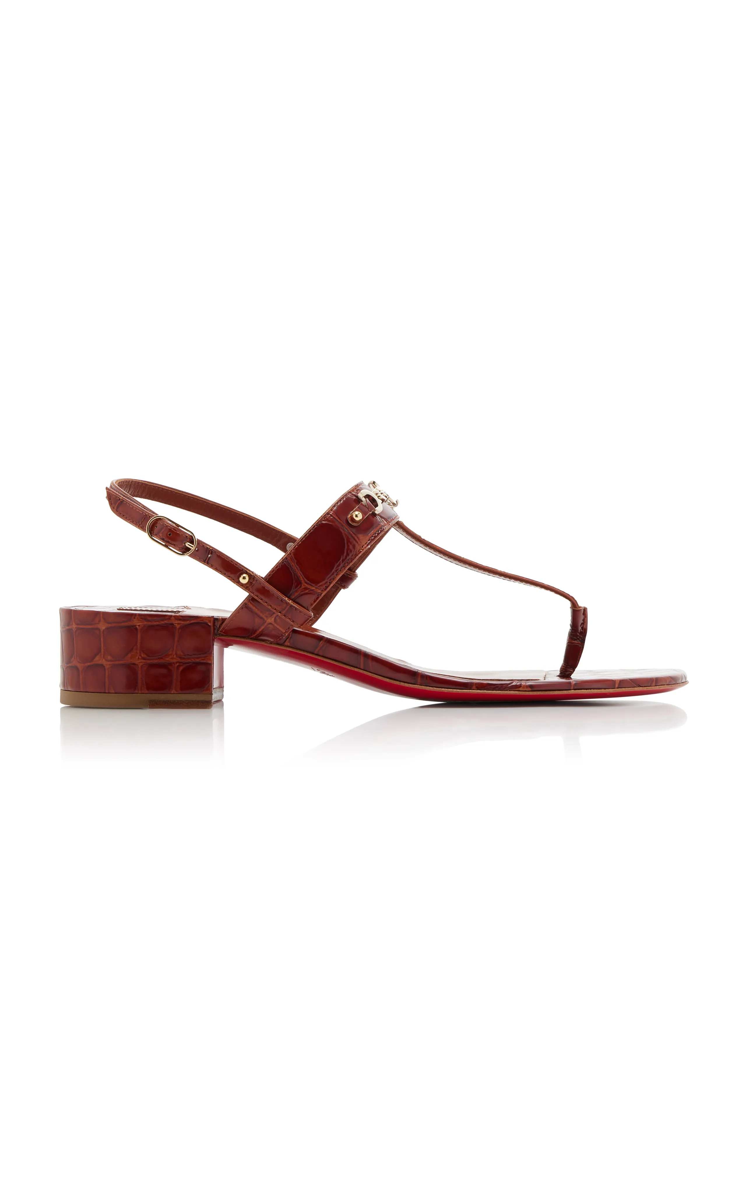 Christian Louboutin MJ Thong 25mm Croc-Embossed Leather Sandals