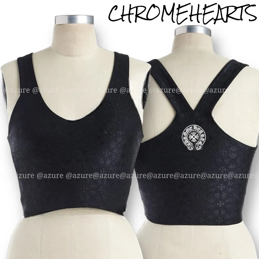 CHROME HEARTS  |Monogram Casual Style Elegant Style Logo Cropped Tops