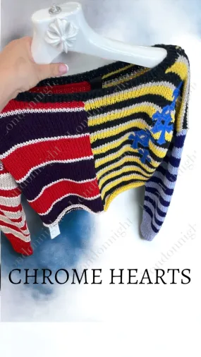 CHROME HEARTS  |Stripes Casual Style Long Sleeves Cropped Tops