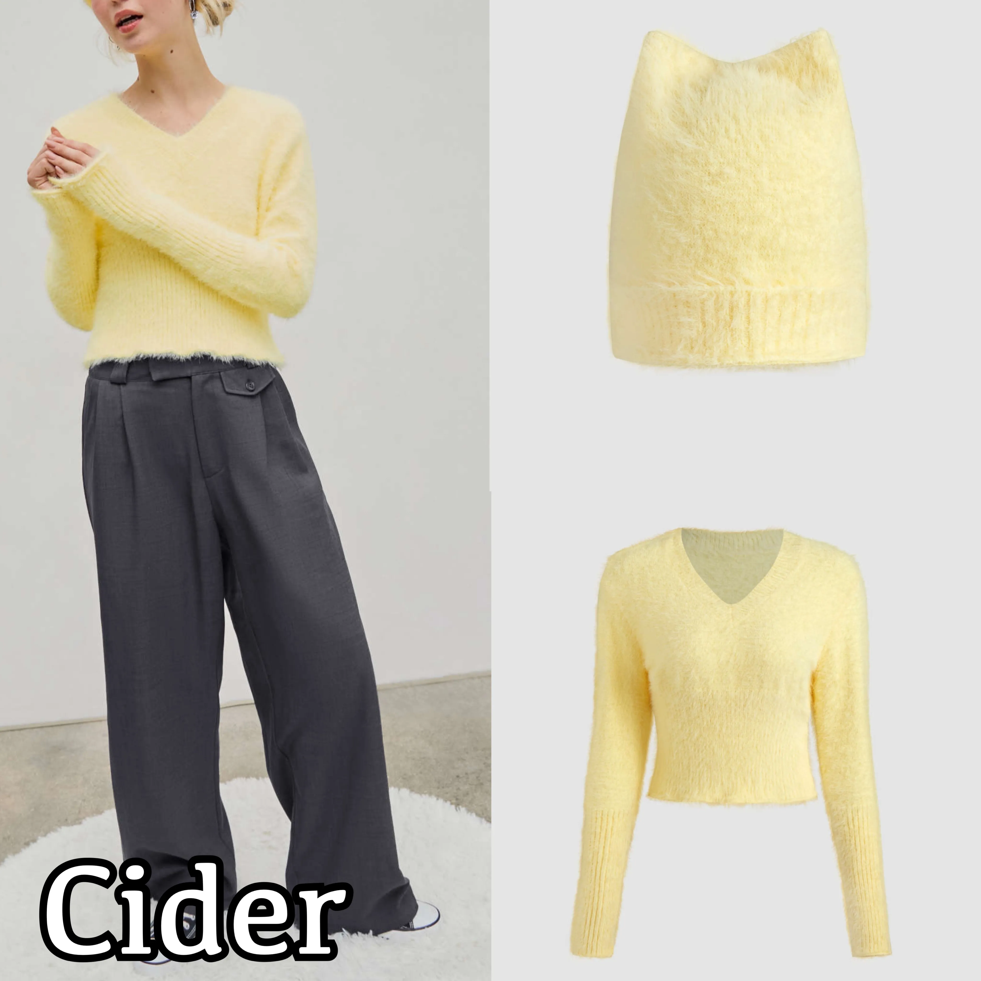 Cider  |Casual Style Long Sleeves Plain Co-ord Cropped Tops