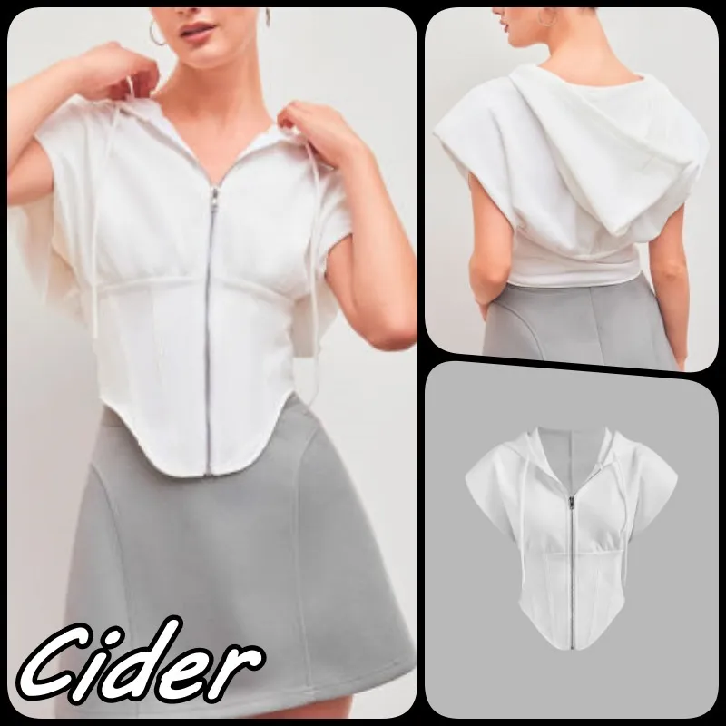 Cider  |Street Style Plain Cropped Tops Hoodies & Sweatshirts