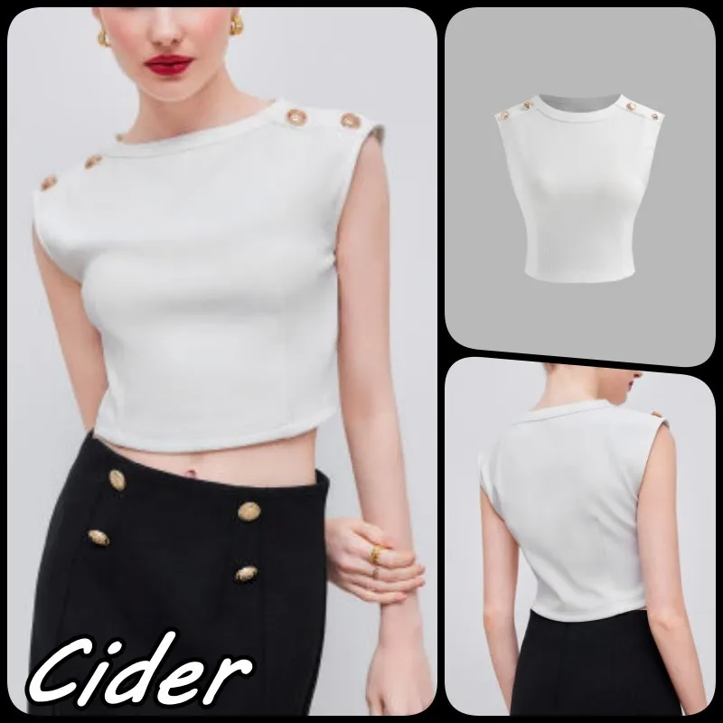 Cider  |Street Style Plain Cropped Tops Tanks & Camisoles