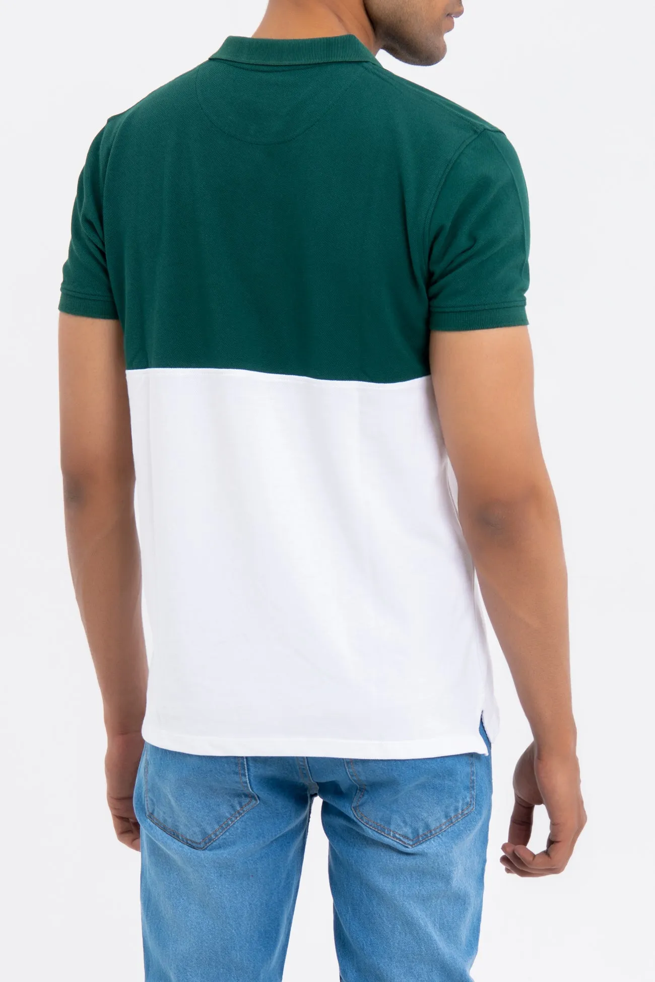 COLOR BLOCK COTTON POLO SHIRT