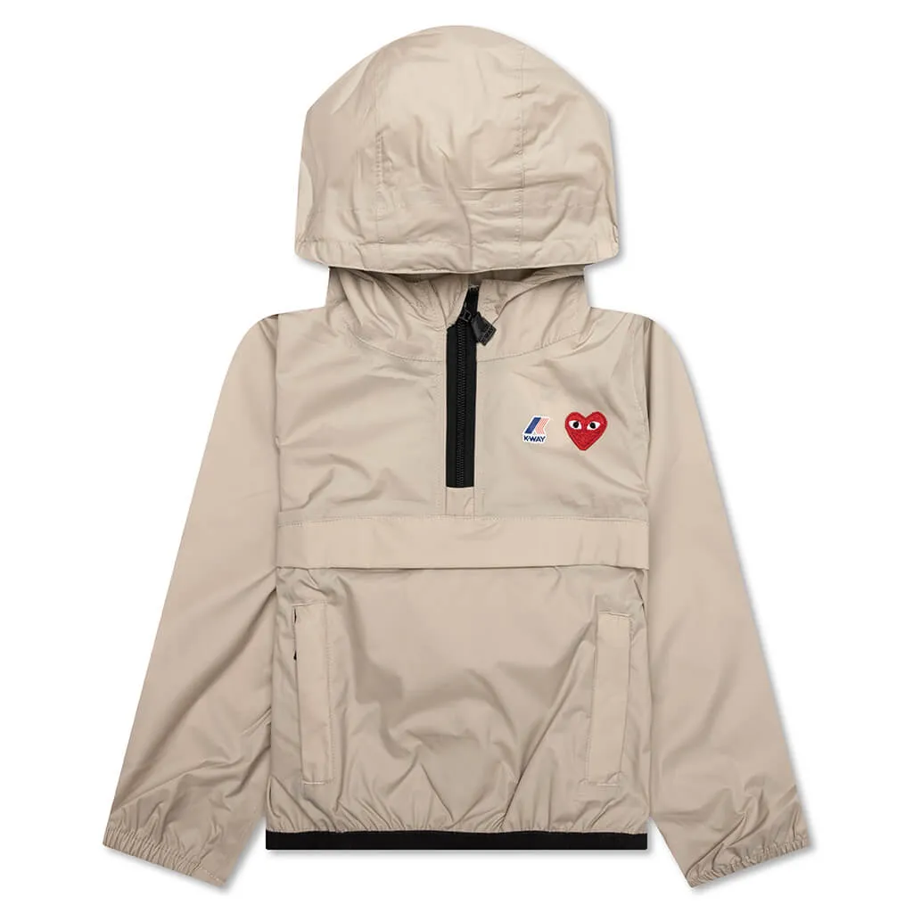 Comme des Garcons Play x K-Way Kids Half Zip Jacket - Beige