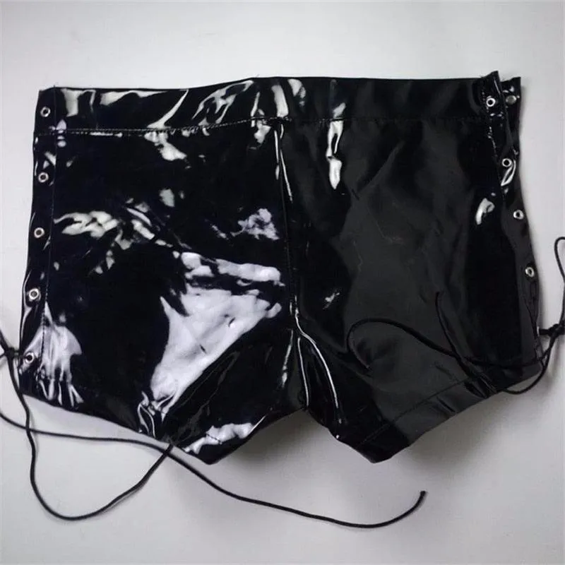 Crotchless Pants Faux Leather Male Shorts