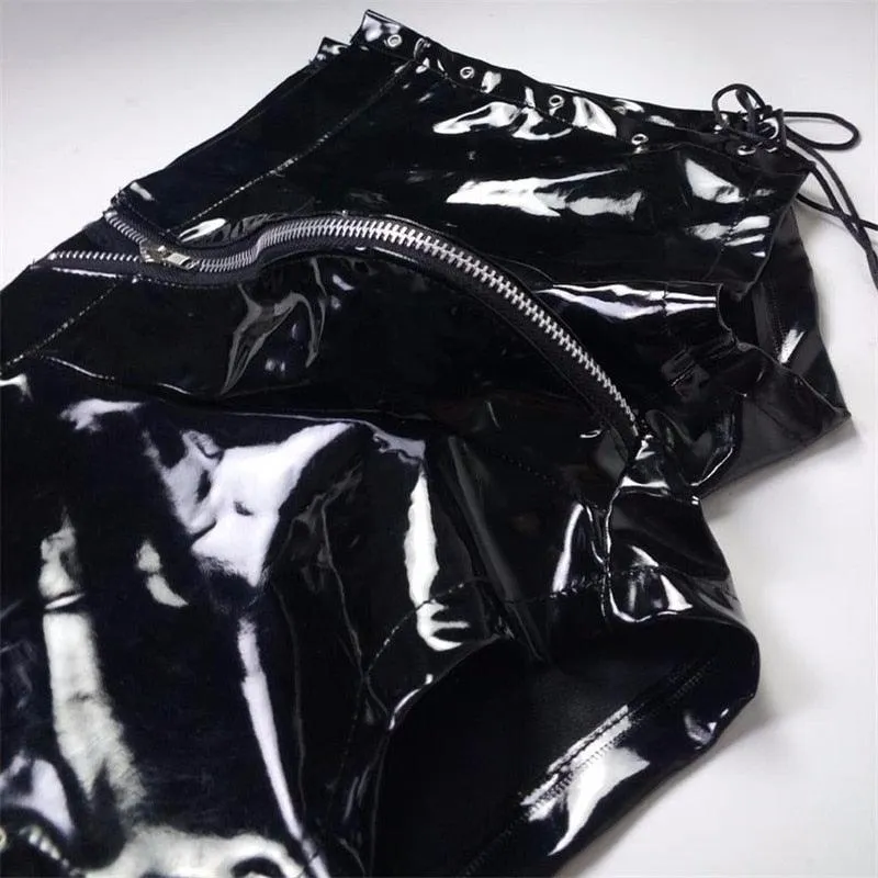 Crotchless Pants Faux Leather Male Shorts