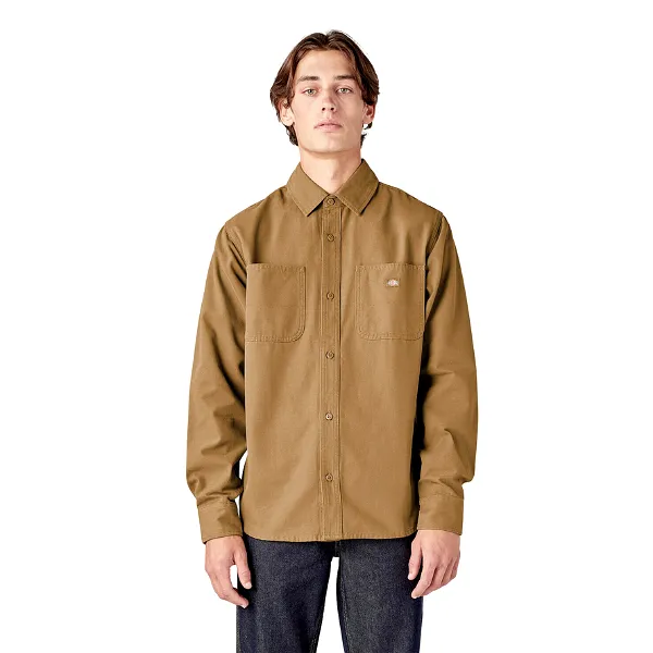 Dickies Duck Canvas Long Sleeve Utility Shirt - Stonewashed Brown Duck