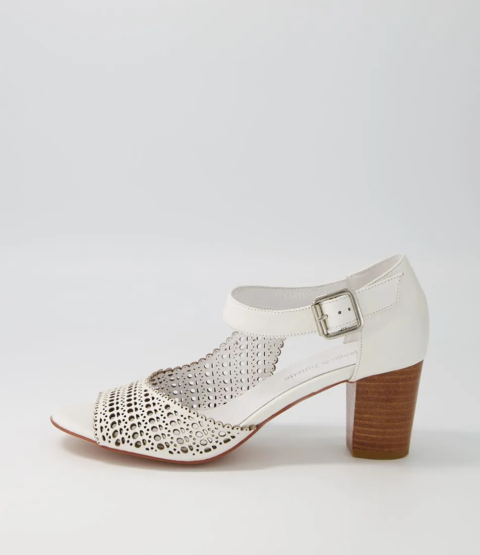 DJANGO & JULIETTE Carys White Leather Sandals