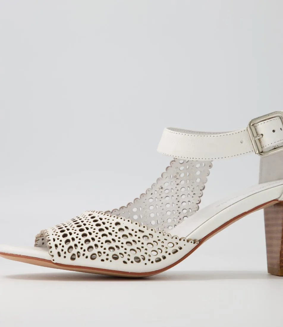 DJANGO & JULIETTE Carys White Leather Sandals