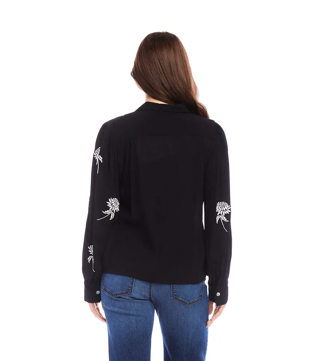 Embroidered Blouson Sleeve Top