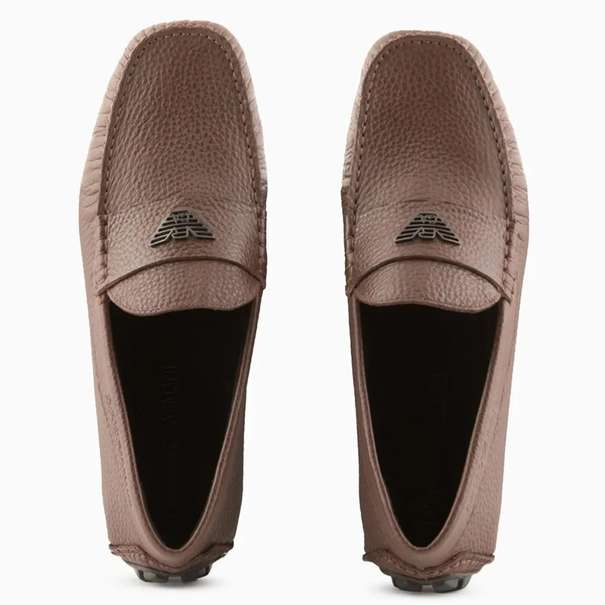 Emporio Armani Tumbled-leather driving shoes