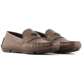 Emporio Armani Tumbled-leather driving shoes