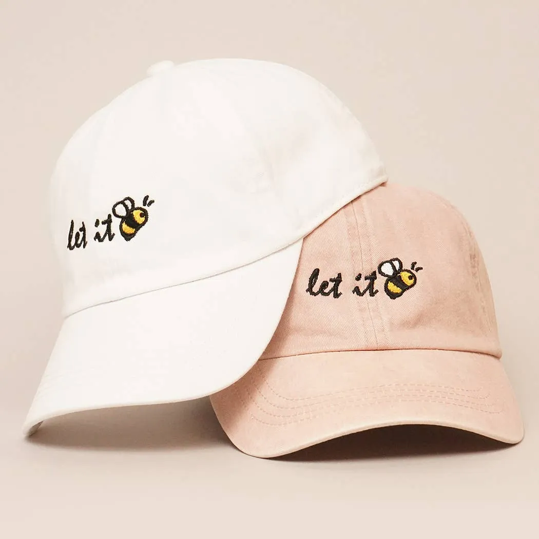 Fashion City - Let It Bee Embroidered Baseball Dad Cap: One Size / WHITE