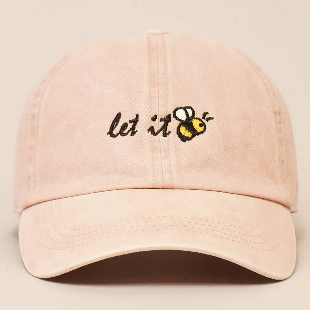 Fashion City - Let It Bee Embroidered Baseball Dad Cap: One Size / WHITE