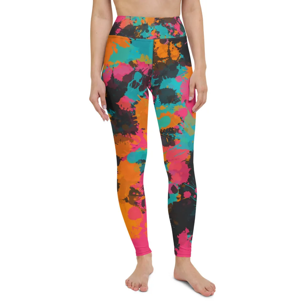 Fiesta Colors Paint Splatter High-Waisted Yoga Leggings